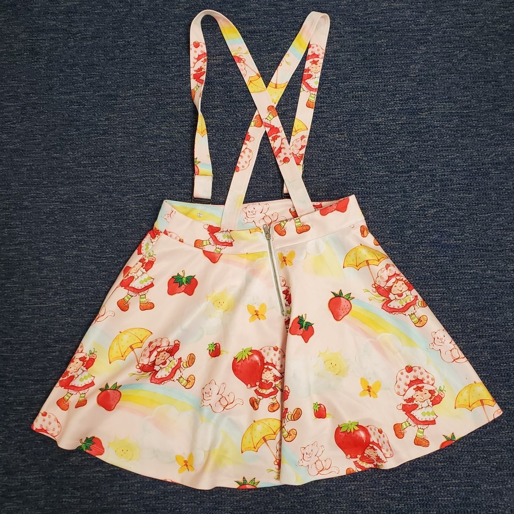 Strawberry Shortcake X Hot Topic Womens Suspender Skirt Size L Pink Kidcore - Picture 3 of 11